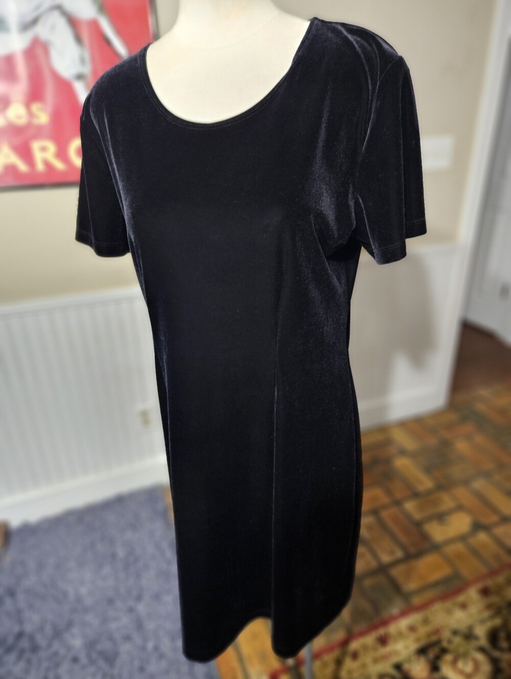Vtg Studio C Black Velvet Dress Size 10